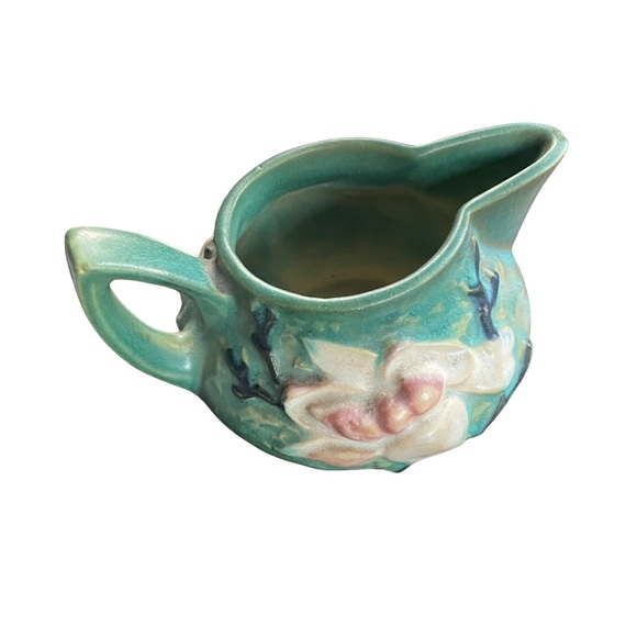 1940s Vintage Antique Roseville Pottery Magnolia Creamer & Closed Sugar with Lid - Picture 7 of 10